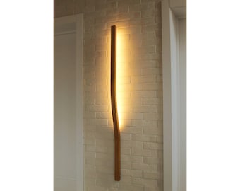 Nordic Wooden Linear Sconce: Unique LED Wall Light for Bedroom, Plug-in Design Lamp