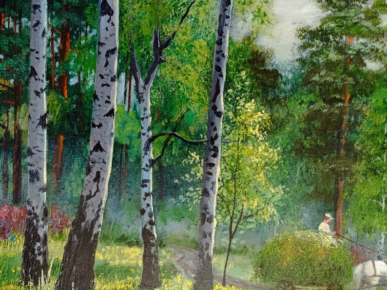 Forest Landscape Oil Painting on Canvas,Vintage Style Painting,Nature Landscape Painting,Hand-painted painting on canvas,Oil painting gift image 2