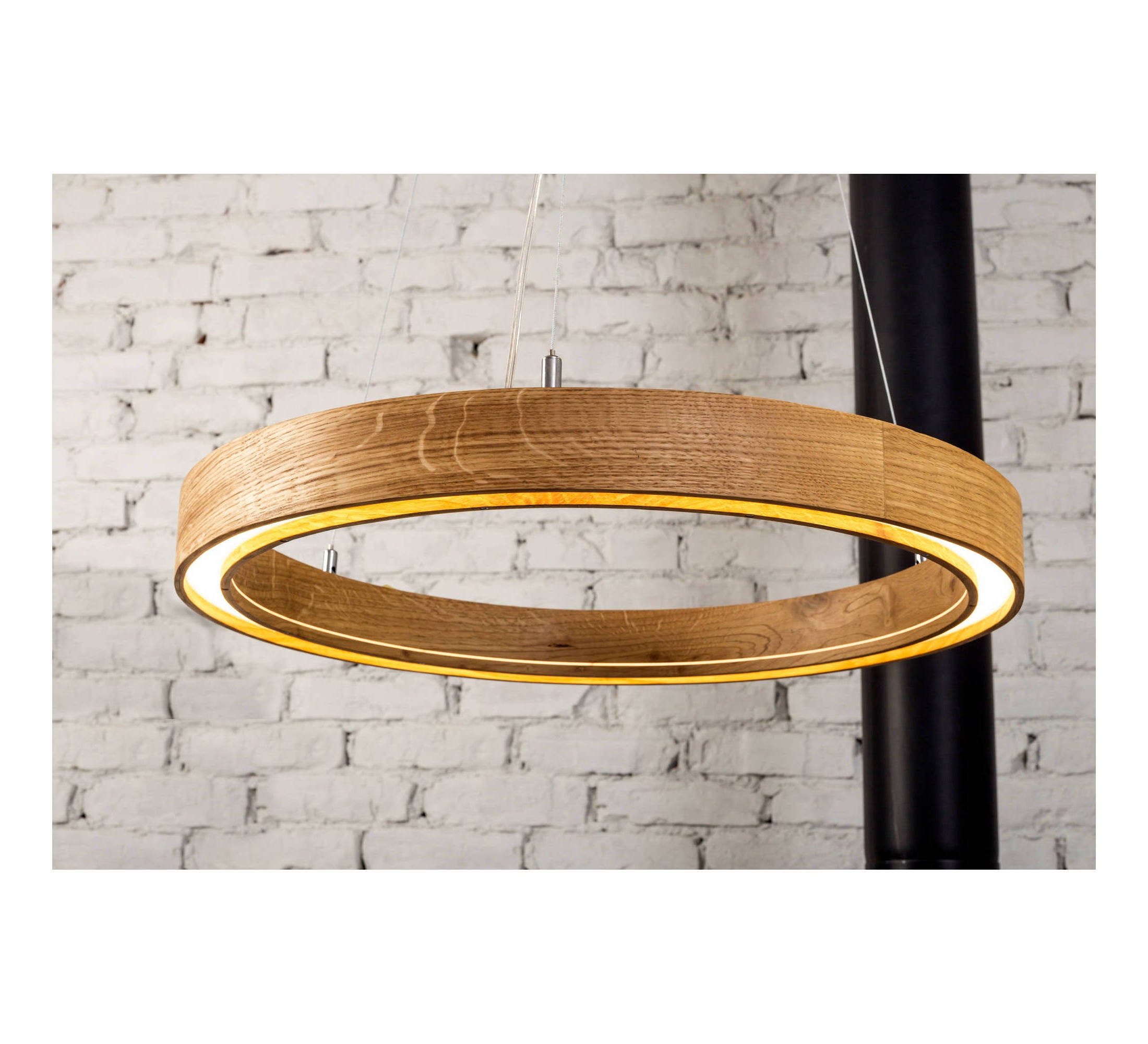 Round wooden on sale light fixture
