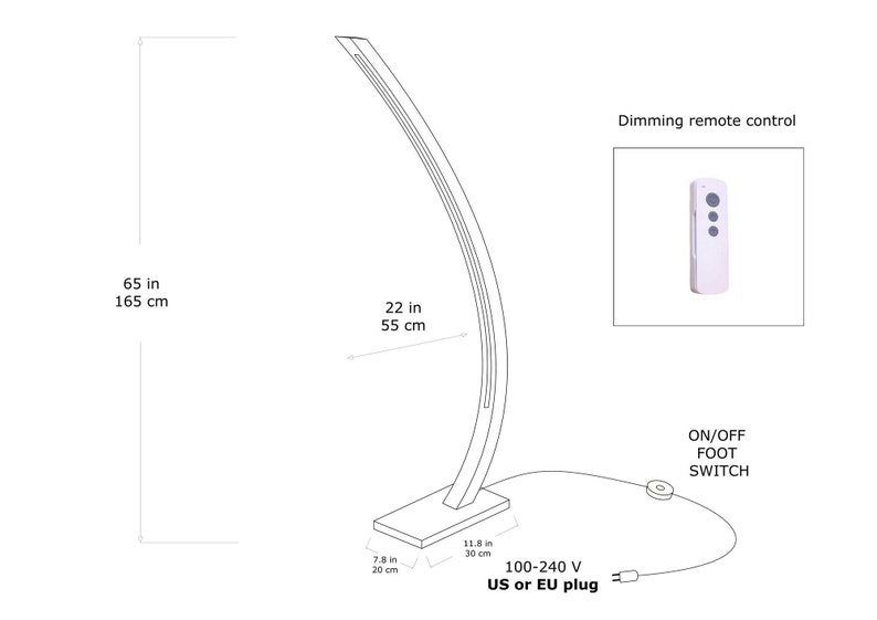 Wood floor lamp, Arc floor lamp, Modern standing lamp, Reading floor lamp, Corner standing scandinavian lamp, Floor lamp remote control zdjęcie 8