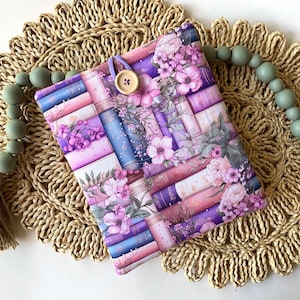 Pastel Stacked Floral Book sleeve, kindle sleeve, kindle paperwhite signature sleeve, tablet sleeve, ereader sleeve, bible cover, book cover