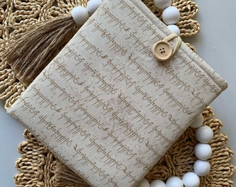 Tengwar Script Beige Rings Book Sleeve, tablet sleeve, kindle sleeve, ereader sleeve, bible cover, book cover, book gift, iPad sleeve