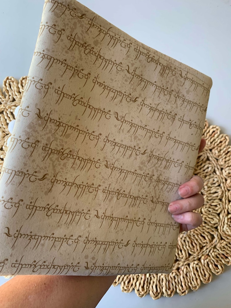 Tengwar Script Beige Rings Book Sleeve, Tablet Sleeve, Kindle Sleeve ...