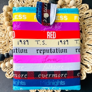 TS Vibes Albums stripes book sleeve, kindle sleeve, tablet sleeve, ereader sleeve, bible sleeve, book protector, Book Gift, swifty