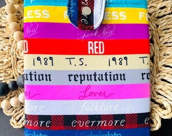 TS Vibes Albums stripes book sleeve, kindle sleeve, tablet sleeve, ereader sleeve, bible sleeve, book protector, Book Gift, swifty