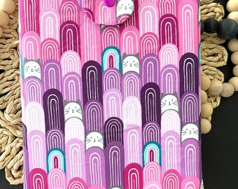 Ready to ship! Pink Rainbow Cats - book sleeve, padded book sleeve, kindle sleeve, book, book protector, Ipad mini sleeve, cat book cover