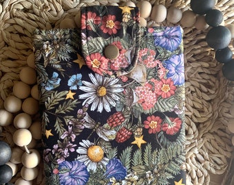 Garden Floral book sleeve, book Cover, kindle sleeve, ereader sleeve, bible cover, book cover, book protector, iPad case