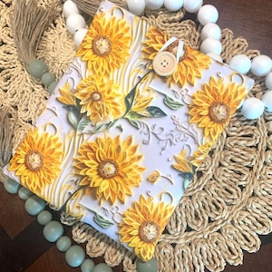 Paper Sunflowers Book Sleeve, sunflower kindle sleeve, tablet sleeve, ereader sleeve, ipad sleeve, bible sleeve, book cover, book gift