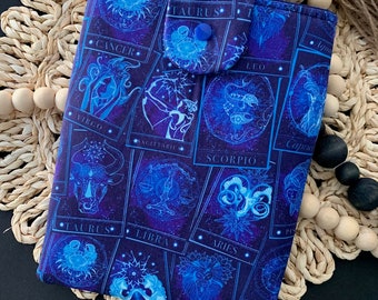 ready to ship! Zodiac Book Sleeve, Blue Zodiac Kindle Sleeve, Book and Kindle Accessory, Padded Book Sleeve, Book Buddy, Book Protector