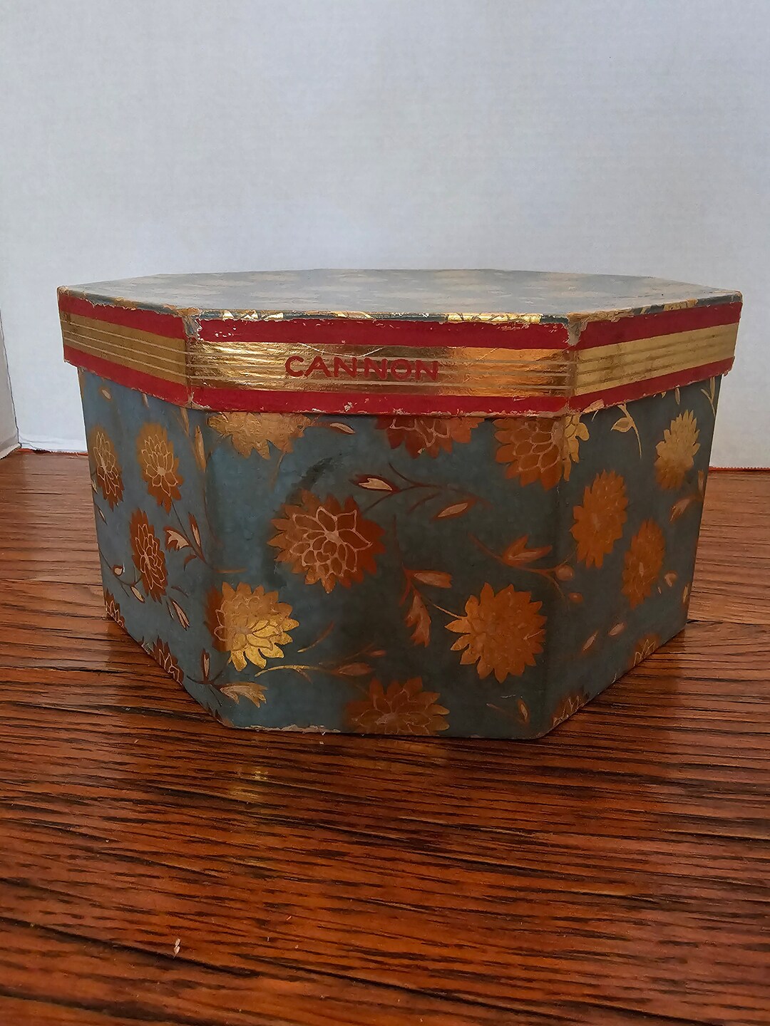 Vintage CANNON Octagon Hat Box Etsy