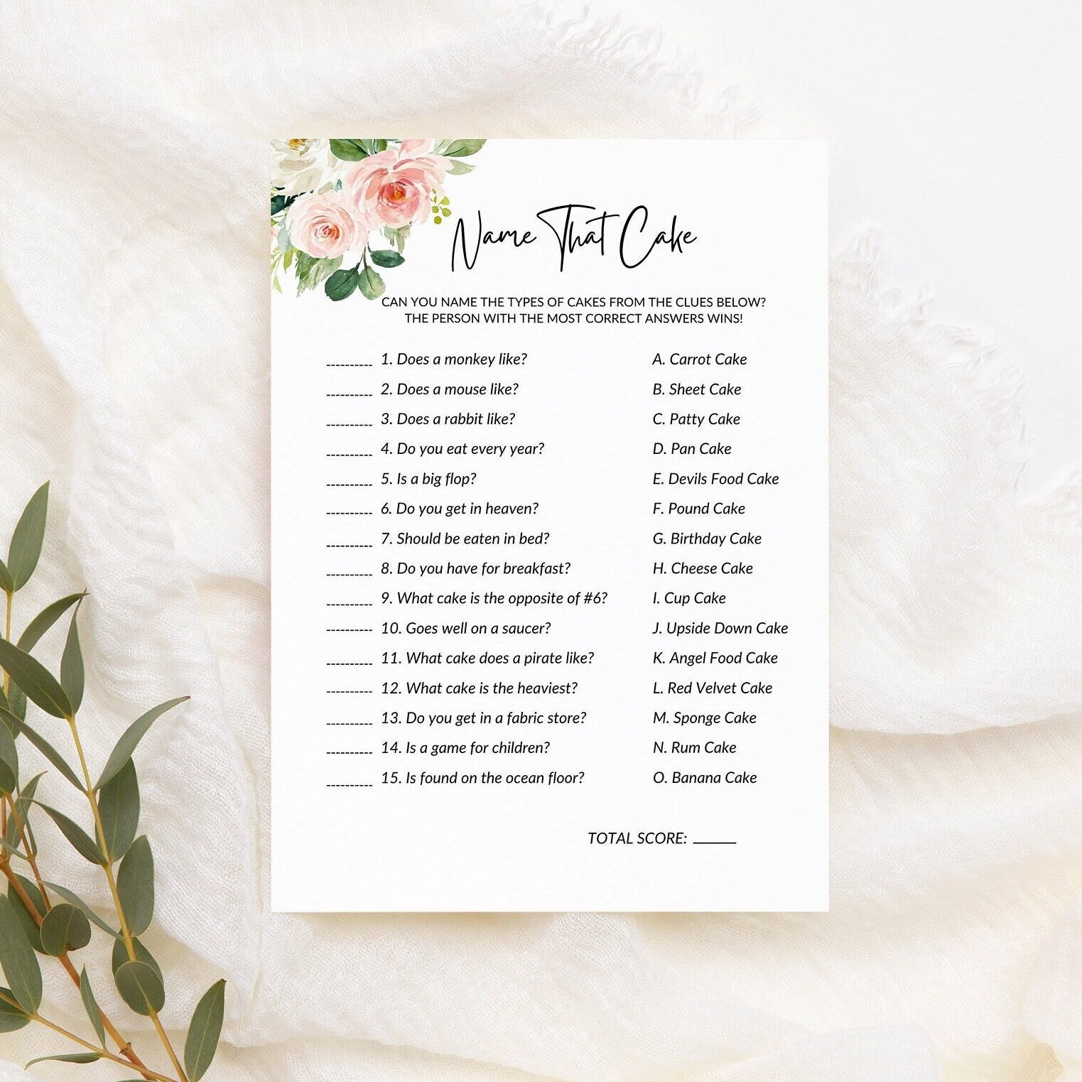 Name That Cake Bridal Shower Game, Printable Games, Cake Bridal Game ...