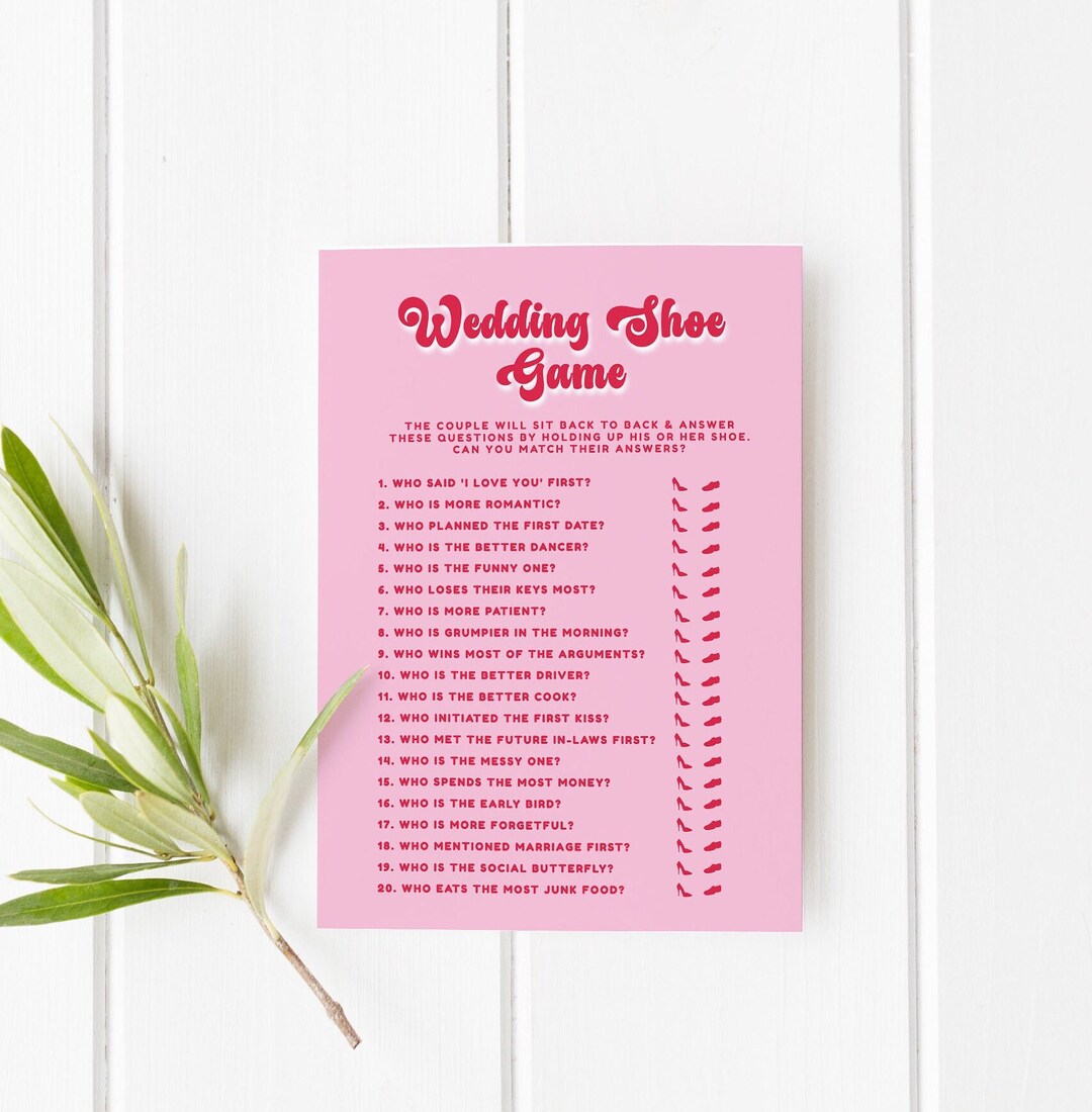 Wedding Shoe Game Bridal Shower Game Retro Couples Wedding Etsy