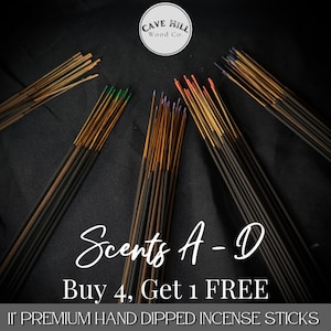 Hand-Dipped Incense Sticks: A-D (Buy 4 Bundles Get 1 FREE!)