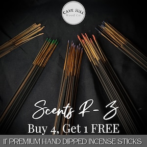 Hand-Dipped Incense Sticks: R-Z (Buy 4 Bundles, Get 1 FREE!)