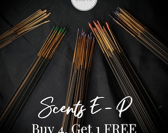 Hand-Dipped Incense Sticks: E-P (Buy 4 Bundles Get 1 FREE!)