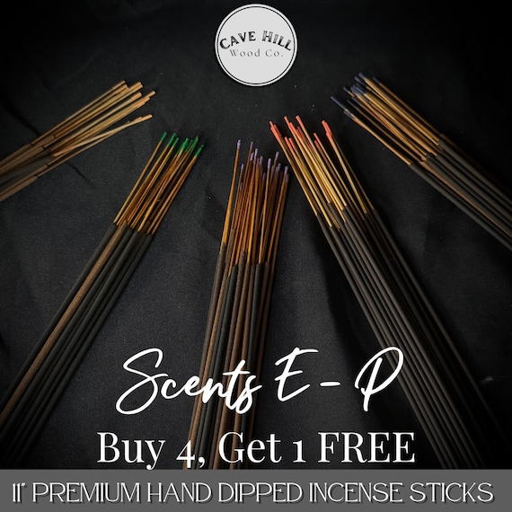 Hand-Dipped Incense Sticks: E-P (Buy 4 Bundles Get 1 FREE!)