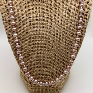 Pink Pearl Necklace, elegant pearls, birthday gift for her, Pearl jewelry, Pink beaded necklace