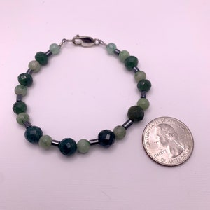 Canadian green jade and aventurine gemstone bracelet, green aventurine and jade bracelet, green gemstone beaded bracelet, gift for her