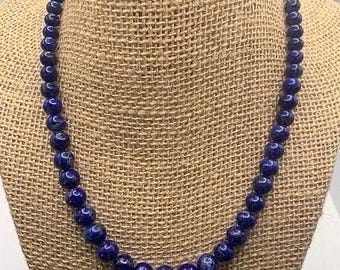 Blue Lapis necklace, Lapis Gemstone necklace, Blue lapis gemstone jewelry, Natural gem beaded necklace, Adjustable lapis necklace