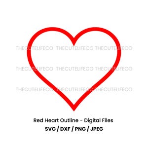 Red Heart Outline SVG Heart Outline Digital Download Cut File for Cricut Printable Heart Outline png Heart Clipart Love SVG Silhouette DXF