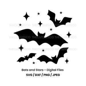 Bats and Stars SVG Cut File, Halloween Clipart (Digital Download)