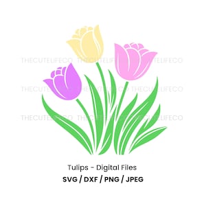 Tulpe Bouquet SVG Blumendekoration DXF Laser Cut Datei für Cricut Tulpe Blume SVG für Silhouette Blumendekoration svg Tulpe Floral png