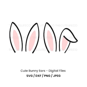 Hasenohren SVG Laser Cut Datei Ostern dxf Digital Cut Datei für Cricut Printable Png Osterhase Clipart Kaninchen Ohren SVG Silhouette