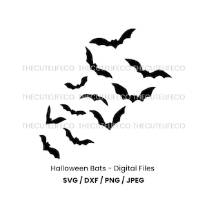 Halloween Bats SVG Laser Cut File Flying Bat Bundle Cyfrowy plik do cięcia dla Cricut Wydrukuj Halloween Bat png Straszny Bat SVG dla sylwetki