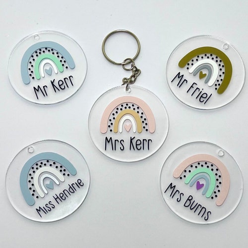 Personalised Teacher Keyring, End of Year Gift, Teacher Appreciation