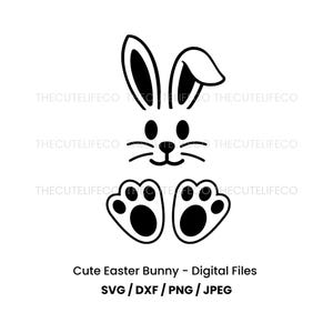 Süßer Osterhase SVG Laser geschnitten Datei Bunny Paw Ohr Füße dxf Digital Cut File für Cricut Printable Png Kaninchen Clipart Ostern SVG Silhouette