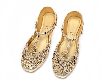 Kundan Rhinestone Khussa: Bridal Jutti, Indian Wedding Shoes