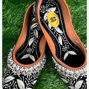 Black Embroidered Jutti – Handmade Punjabi Khussa for Women All duties & taxes prepaid by seller