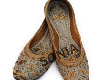 Embroidered Indian Jutti: Handmade Khussa Shoes