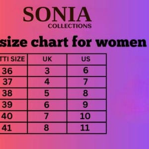 May include: A size chart for women's shoes, showing the corresponding UK and US sizes for Jutti sizes 36 to 41.