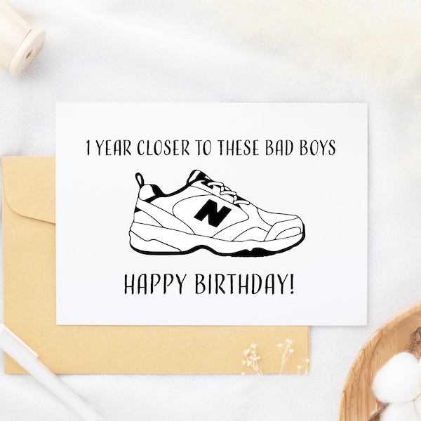 Birthday Dad Shoes Card. New Balance Shoes Card. Funny Card For Dad. New Dad Card. Dad Joke.
