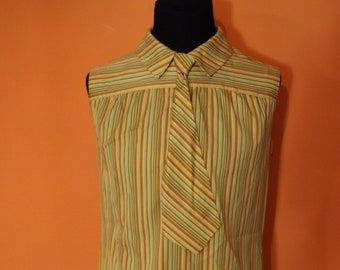1960s mod dress deadstock vintage with tie 1960s design stripes