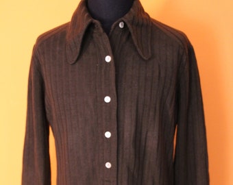 Vintage mod dress, mini dress, 70s, deadstock NWT shirt beagle collar mod retro