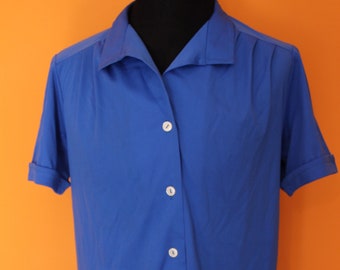 Vintage  60's deadstock NWT  shirt 50s shirt short sleeve blue