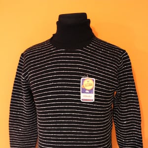 Vintage coltrui, deadstock, 60's, 70's, zwart met zilveren strepen