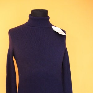 Vintage jersey deadstock sixties 1960&#39;s turtle neck navy