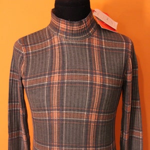 Vintage mod jumper, NWT, deadstock, 60s, retro, scottish checkered jersey