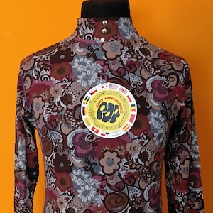 Vintage mod NWT psych pop deadstock turtleneck paisley styled second skin top! Pure psych style!