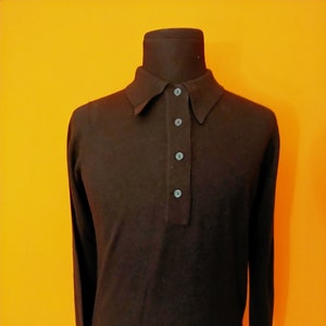 Vintage Polo manches longues Deadstock Mod Sixties 1960&#39;s Black