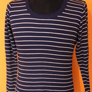 Vintage 60&#39;s, T-SHIRT,  deadstock, NWT, stripes, t-shirt, navy/white, pop, indie, mod