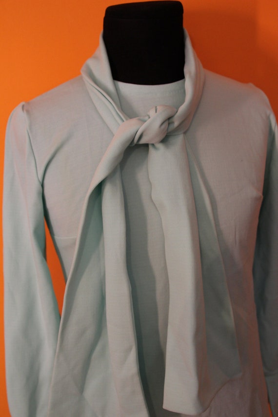 60s blouse, vintage, deadstock, light green emera… - image 1