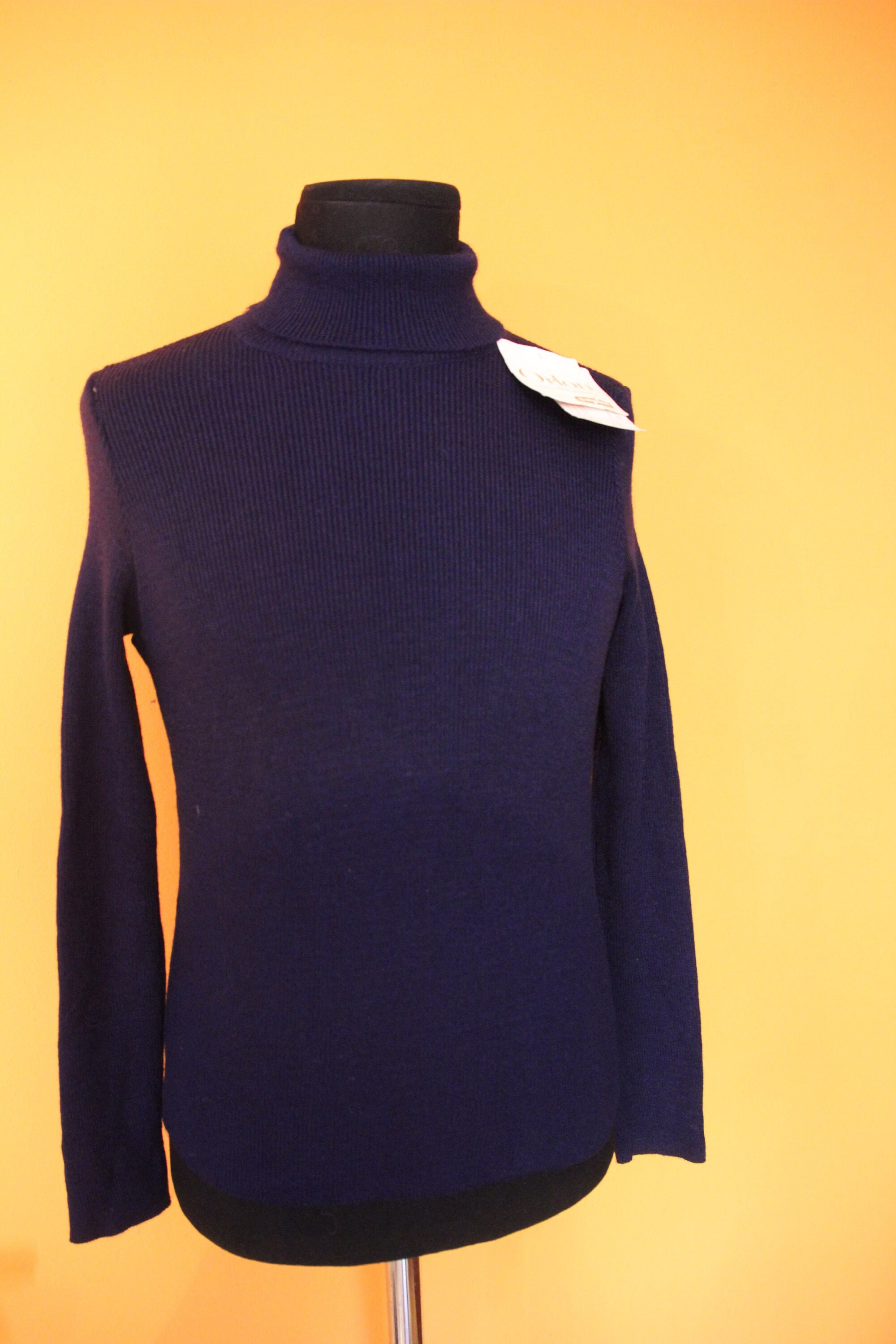 Vintage jersey deadstock sixties 1960's turtle neck navy