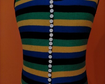 Great Vintage 60&#39;s deadstock NWT Mod bue yellow green stripes