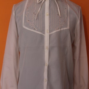 Vintage blouse, romantic blouse, 80s, ruffle neck collar, long sleeve, light academia, victorian