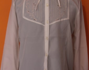Vintage Bluse, romantische Bluse, 80er Jahre, Rüschenkragen, Langarm, leichte Academia, viktorianisch