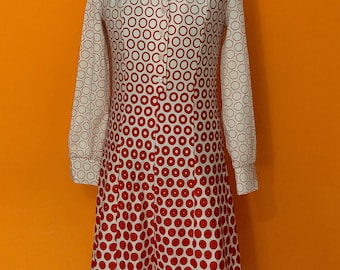 Vintage deadstock dress mod indie pop art design  NWT sixties seventies red white